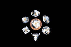 Metallic Dice Games - Mini Polyhedral 7 Dice Set: Marble w/Gold Numbers (41038)